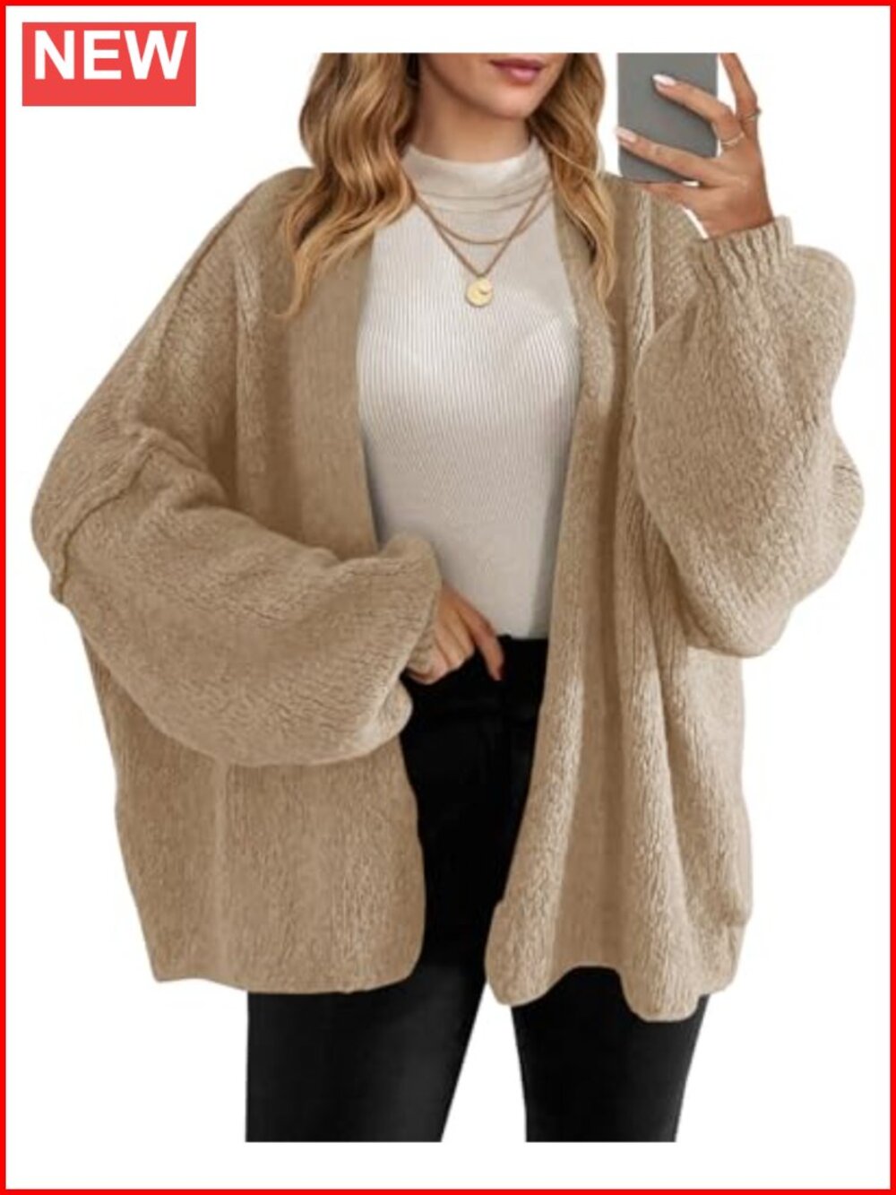 Oversized Open Front Cardigan Chunky Knit Long Sleeve